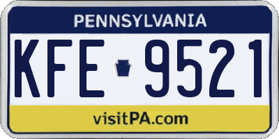 PA license plate KFE9521