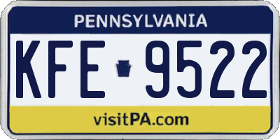PA license plate KFE9522