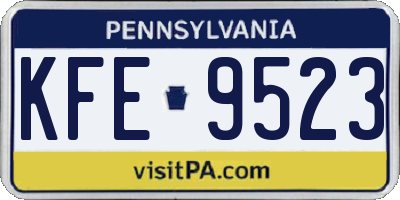 PA license plate KFE9523