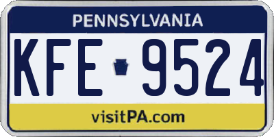 PA license plate KFE9524