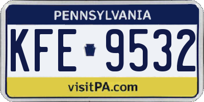PA license plate KFE9532