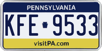 PA license plate KFE9533
