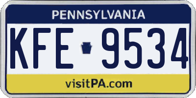 PA license plate KFE9534