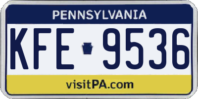 PA license plate KFE9536