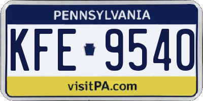 PA license plate KFE9540