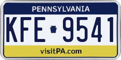 PA license plate KFE9541