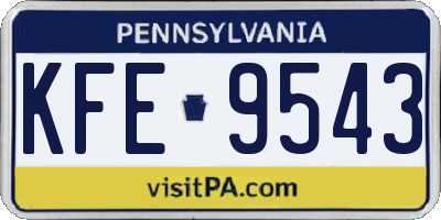 PA license plate KFE9543