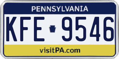 PA license plate KFE9546
