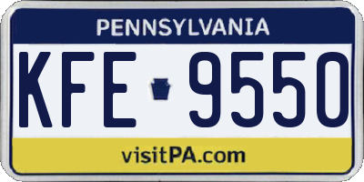 PA license plate KFE9550