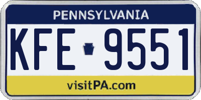 PA license plate KFE9551