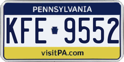 PA license plate KFE9552