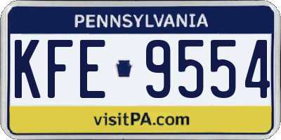PA license plate KFE9554