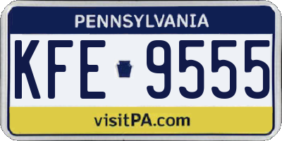 PA license plate KFE9555