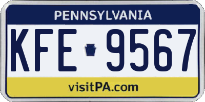 PA license plate KFE9567