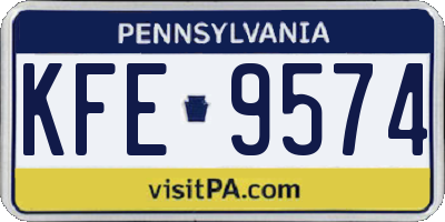 PA license plate KFE9574