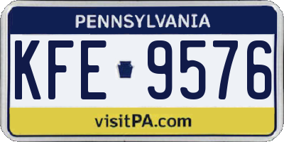 PA license plate KFE9576