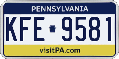 PA license plate KFE9581