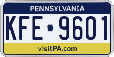 PA license plate KFE9601