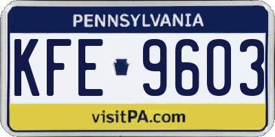 PA license plate KFE9603