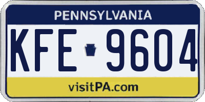 PA license plate KFE9604