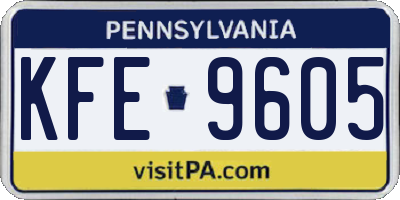 PA license plate KFE9605