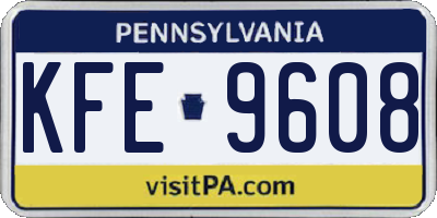 PA license plate KFE9608