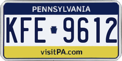 PA license plate KFE9612