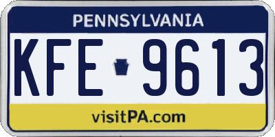 PA license plate KFE9613