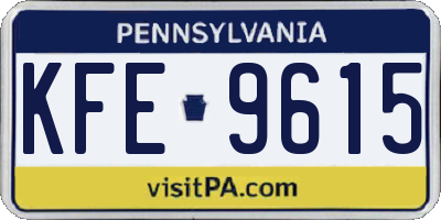 PA license plate KFE9615