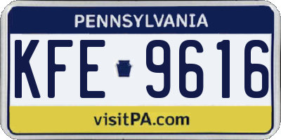 PA license plate KFE9616