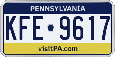 PA license plate KFE9617