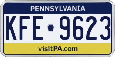 PA license plate KFE9623