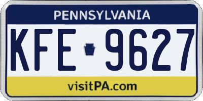 PA license plate KFE9627