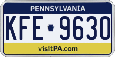 PA license plate KFE9630