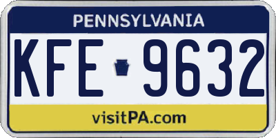 PA license plate KFE9632