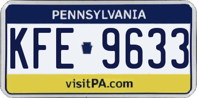PA license plate KFE9633