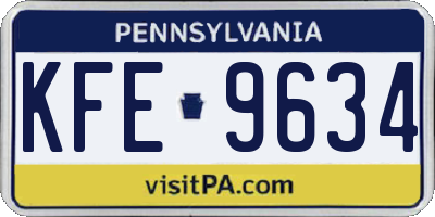 PA license plate KFE9634