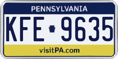 PA license plate KFE9635
