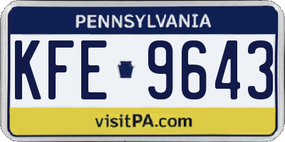 PA license plate KFE9643