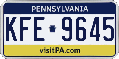 PA license plate KFE9645