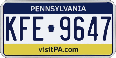 PA license plate KFE9647
