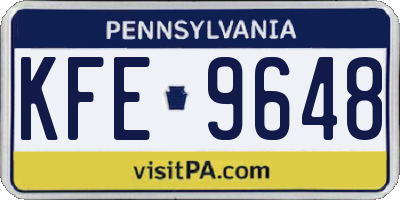 PA license plate KFE9648