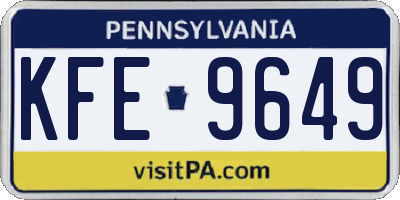 PA license plate KFE9649