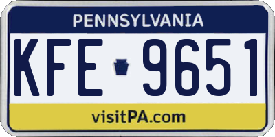 PA license plate KFE9651