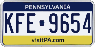 PA license plate KFE9654