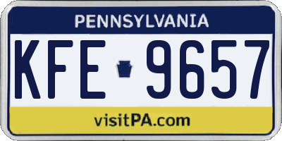 PA license plate KFE9657