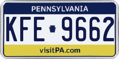 PA license plate KFE9662