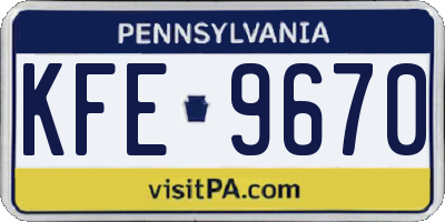 PA license plate KFE9670