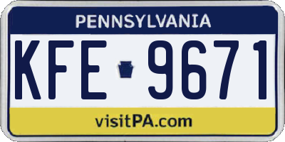 PA license plate KFE9671