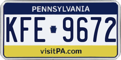 PA license plate KFE9672